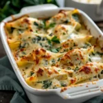 Recipe card image for Creamy Spinach Seafood Stuffed Shells
